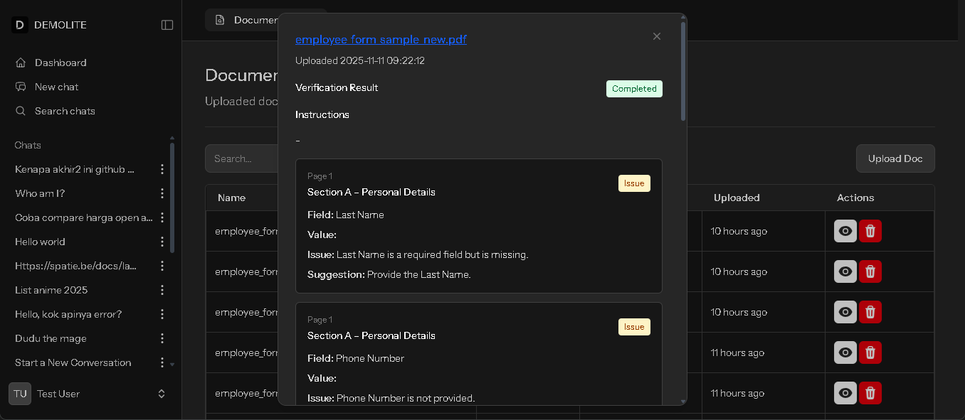 Document Verifier interface preview